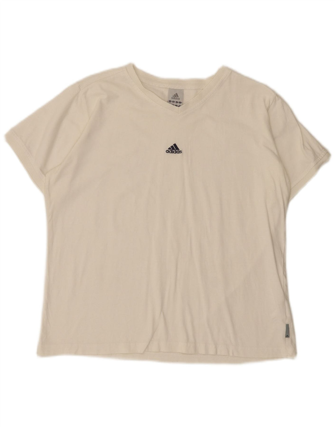 Adidas Dame T-Shirt Top UK 16 Stor Hvid Bomuld