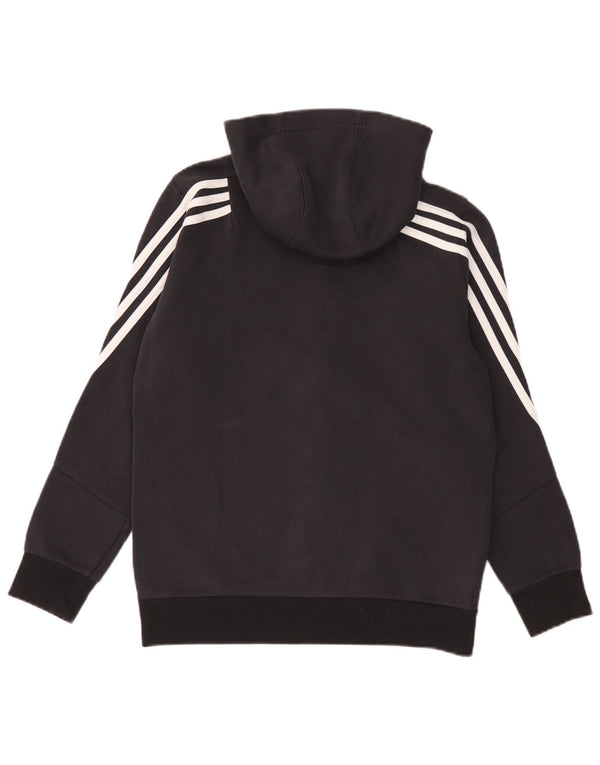 Adidas hættetrøje med lynlås til drenge 13-14 år Sort bomuld