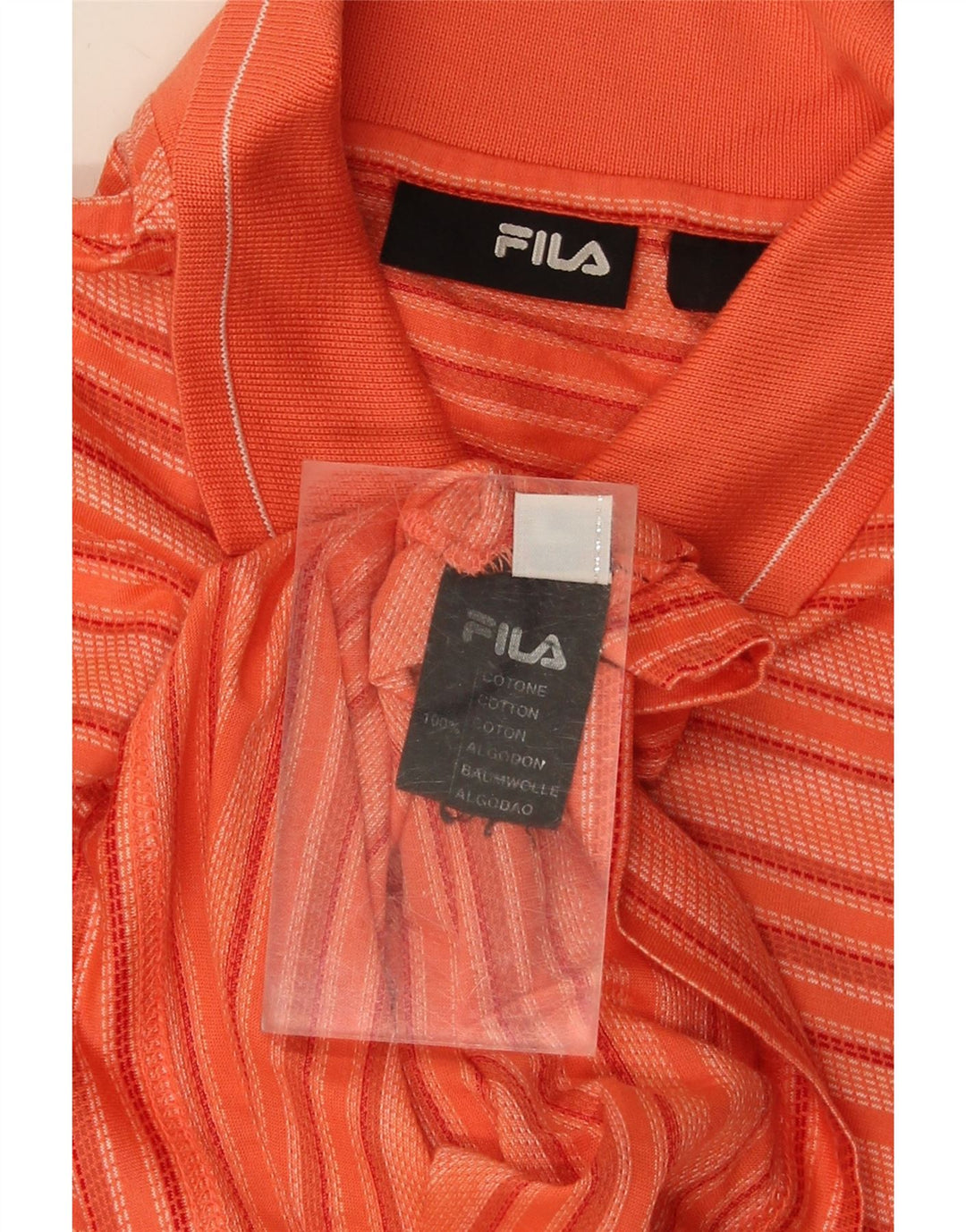 FILA Mens Polo Shirt Medium Orange Striped Cotton