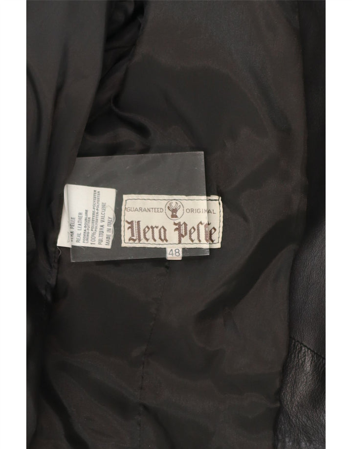 VINTAGE Womens Leather Jacket IT 48 XL Black Leather Vintage Vintage and Second-Hand Vintage from Messina Hembry 