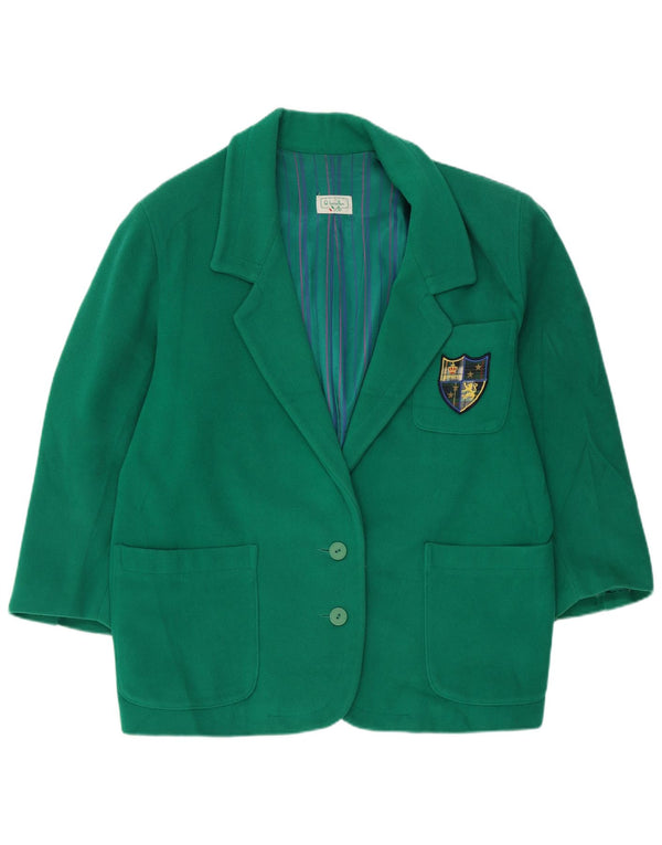 Benetton Dame 2 Button Oversized Blazer Jacket IT 40 Lille Grøn Uld