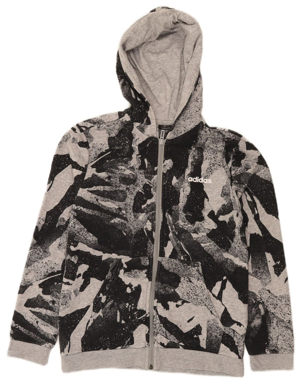 Adidas hættetrøje med lynlås til drenge 11-12 år Grå Camouflage Bomuld