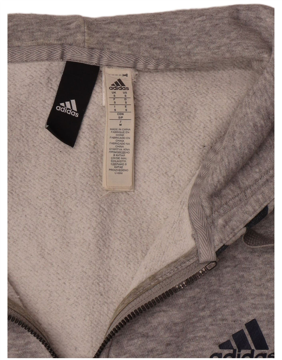 ADIDAS Hættetrøje med lynlås til mænd, lille grå, geometrisk bomuld