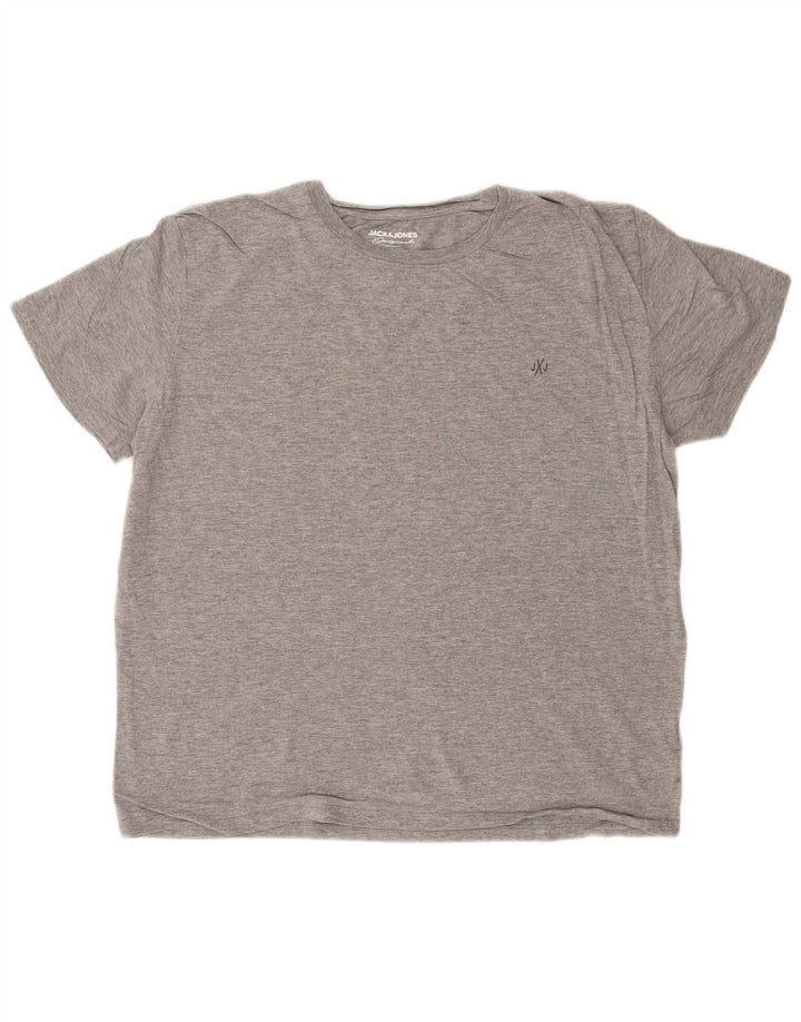 Jack & Jones Herre T-Shirt Top Stor Grå Flecked Bomuld