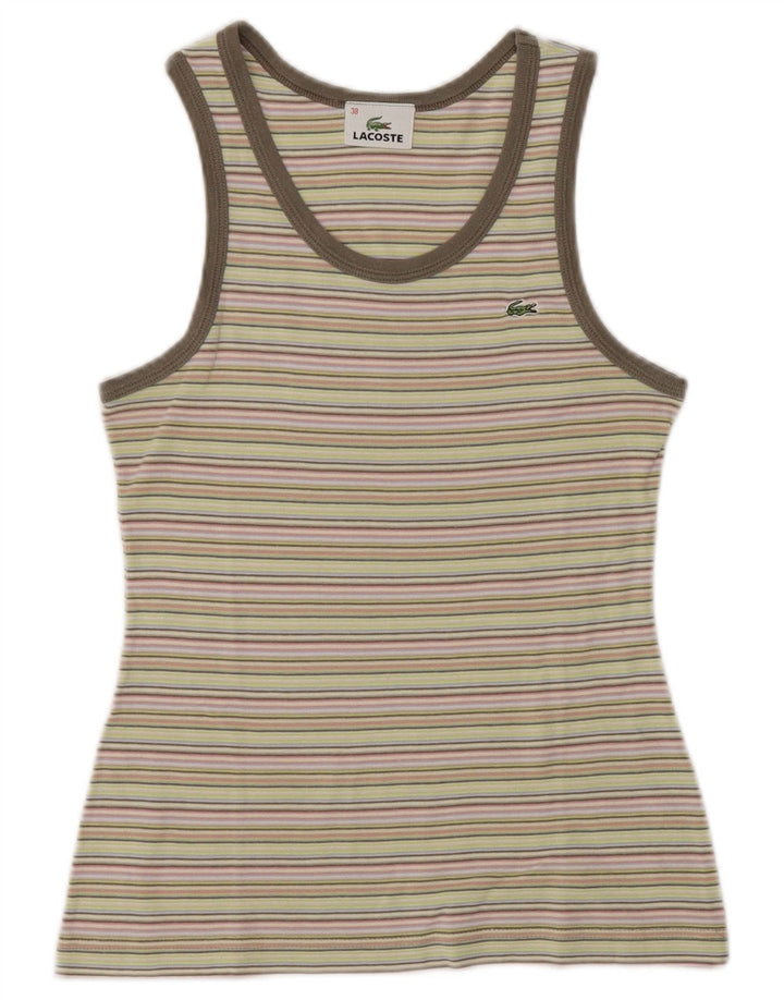 Lacoste Womens Crop Vest Top Størrelse 38 Medium Flerfarvet stribet bomuld