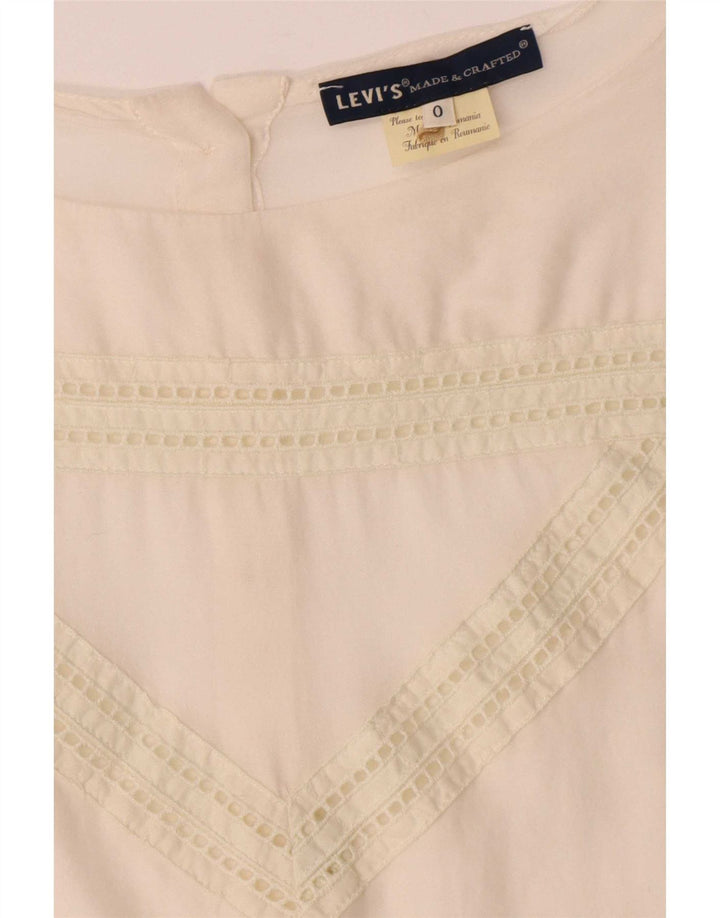 Levi's oversized skjortebluse til kvinder med kort ærmer US 0 XS Hvidstribet