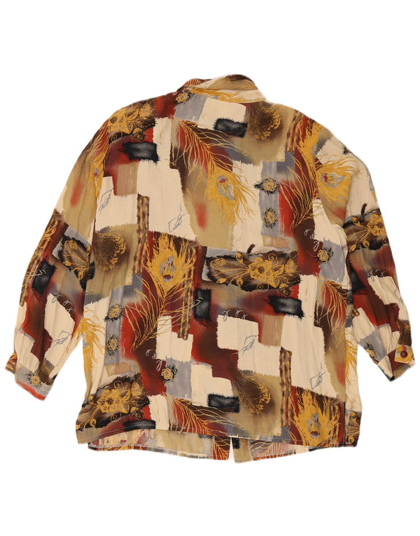 Vintage dameskjortebluse UK 18 XL Flerfarvet Patchwork Viscose