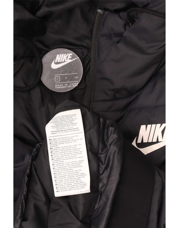 Nike grafisk polstret hættejakke til kvinder UK 10 Lille sort polyester