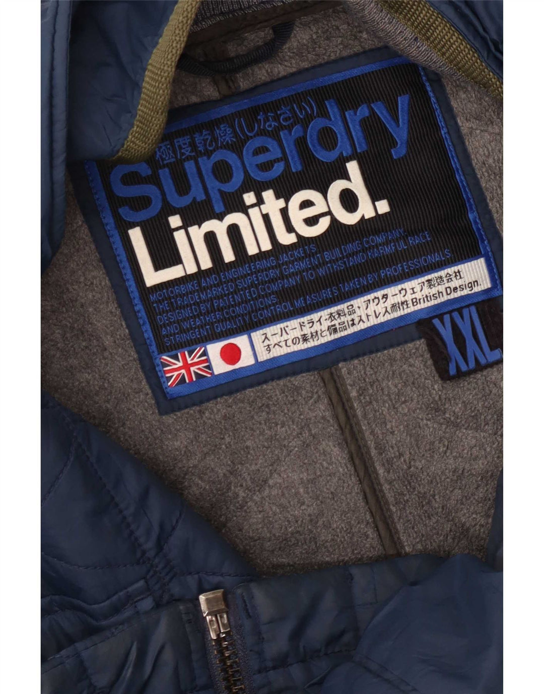 Superdry Herre quiltet jakke UK 44 2XL Navy Blue Nylon