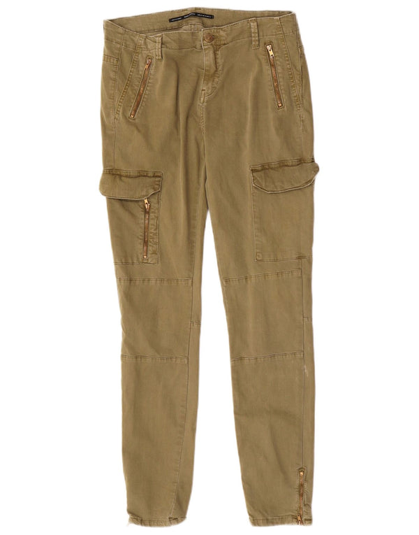 Zara Dame Slim Cargo Bukser EU 42 Large W32 L29 Khaki Bomuld