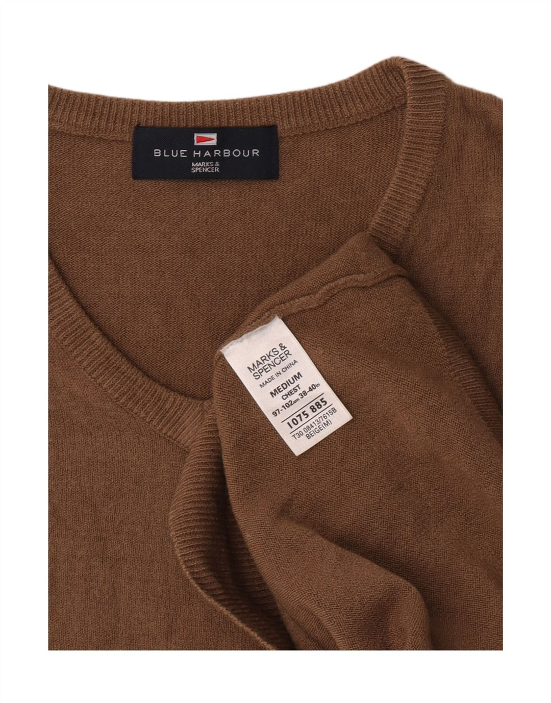 Marks & Spencer Herre V-hals sweater Medium Beige Akryl