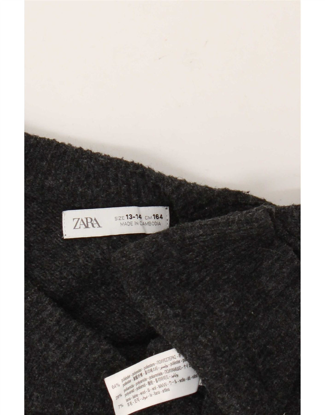 Zara drenge sweater med rund hals 13-14 år Grå polyester