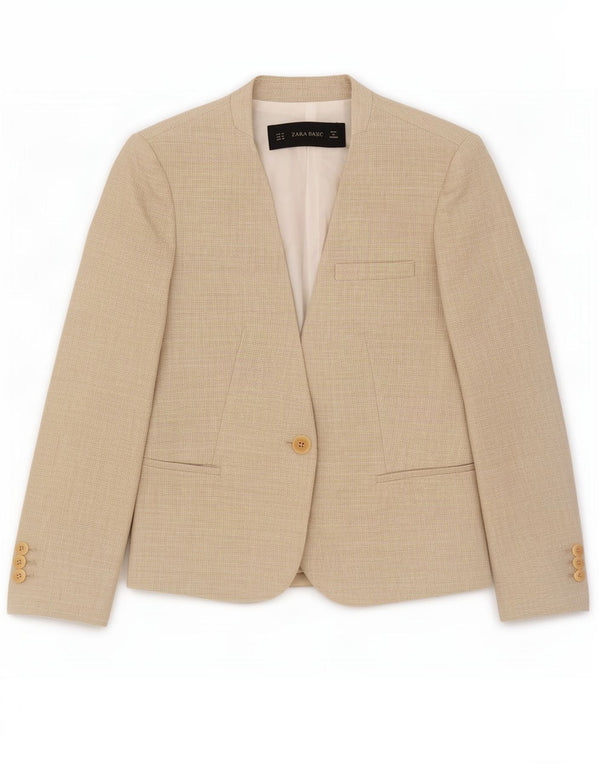 Zara Dame Blazer Jacket UK 12 Medium Beige Bomuld