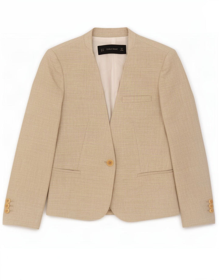 Zara Dame Blazer Jacket UK 12 Medium Beige Bomuld