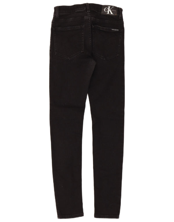 CALVIN KLEIN Drenge Skinny Jeans 13-14 år W26 L29 Sort Bomuld
