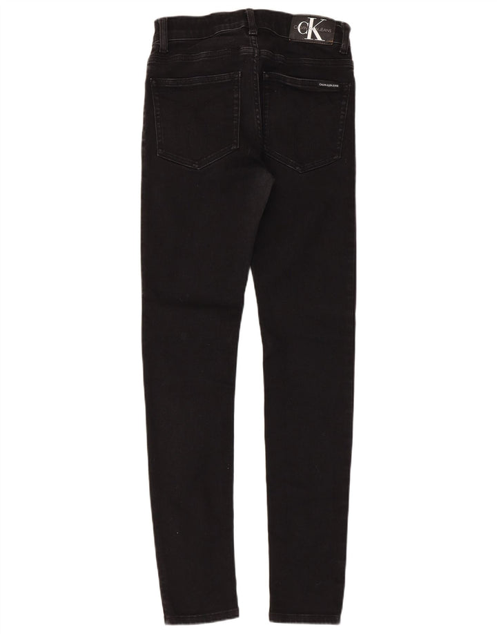 CALVIN KLEIN Drenge Skinny Jeans 13-14 år W26 L29 Sort Bomuld