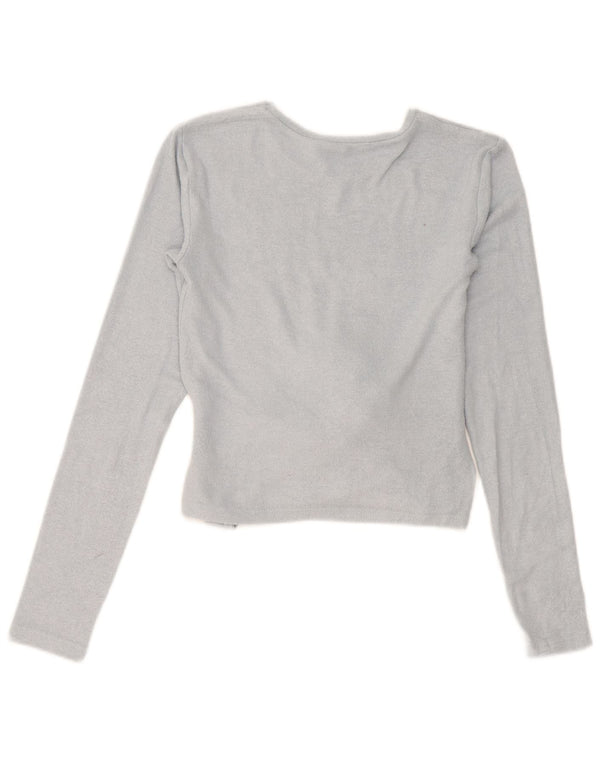 Zara Dame Crop Top Langærmet UK 10 Lille Blå
