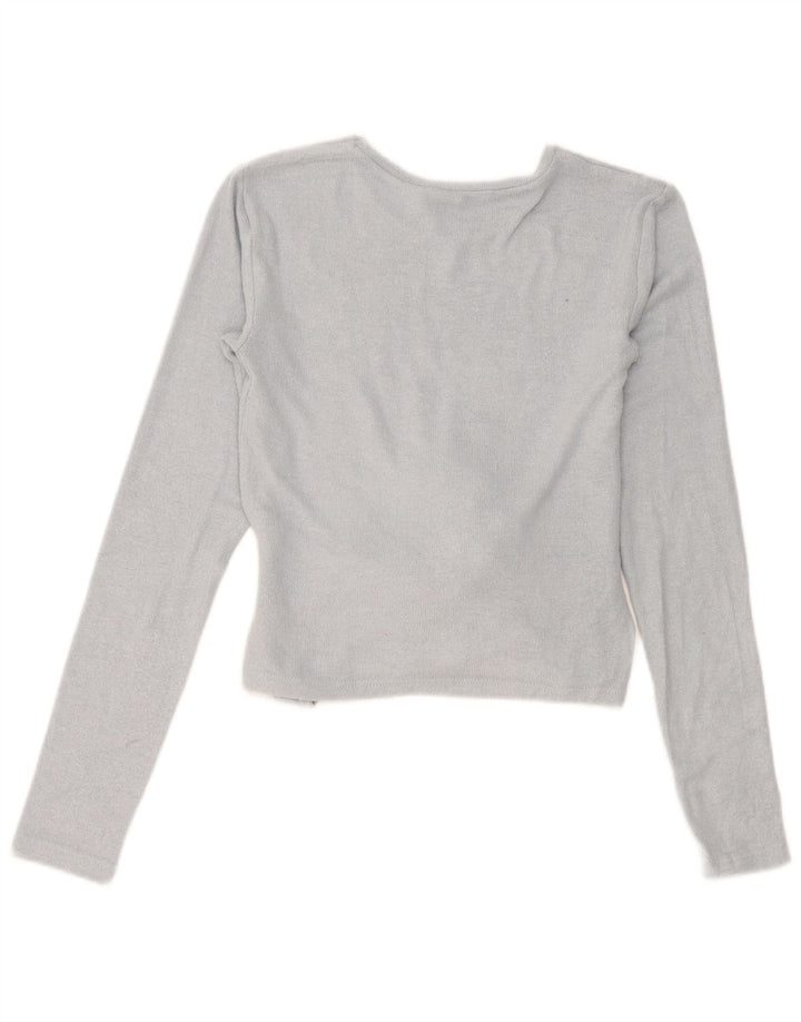 Zara Dame Crop Top Langærmet UK 10 Lille Blå
