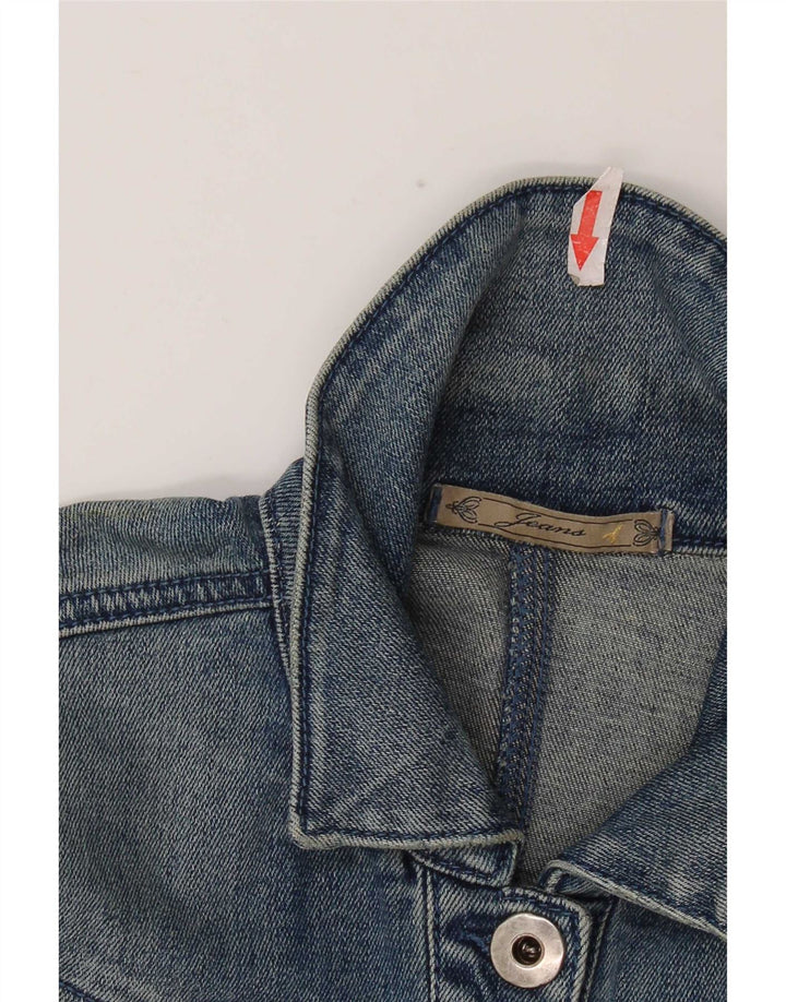 Vintage Dame Crop Denim Jacket IT 40 Small Blue Cotton