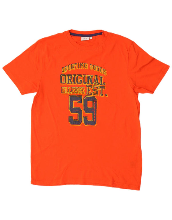 Ellesse Herre Grafisk T-Shirt Top Stor Orange Bomuld