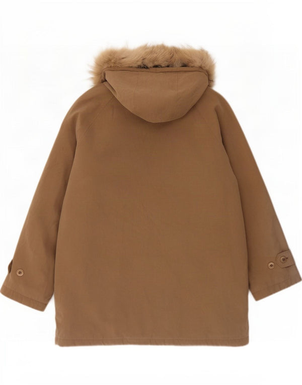 London Fog Dame Hooded Oversized Parka Jacket UK 16 Large Beige Polyester
