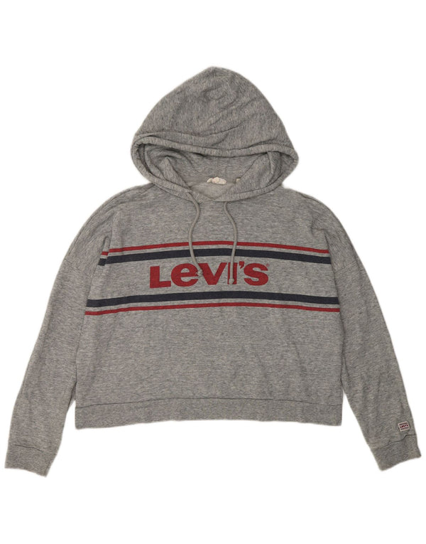 Levi's Dame Oversized Crop Hoodie Jumper UK 10 Small Grey Bomuld