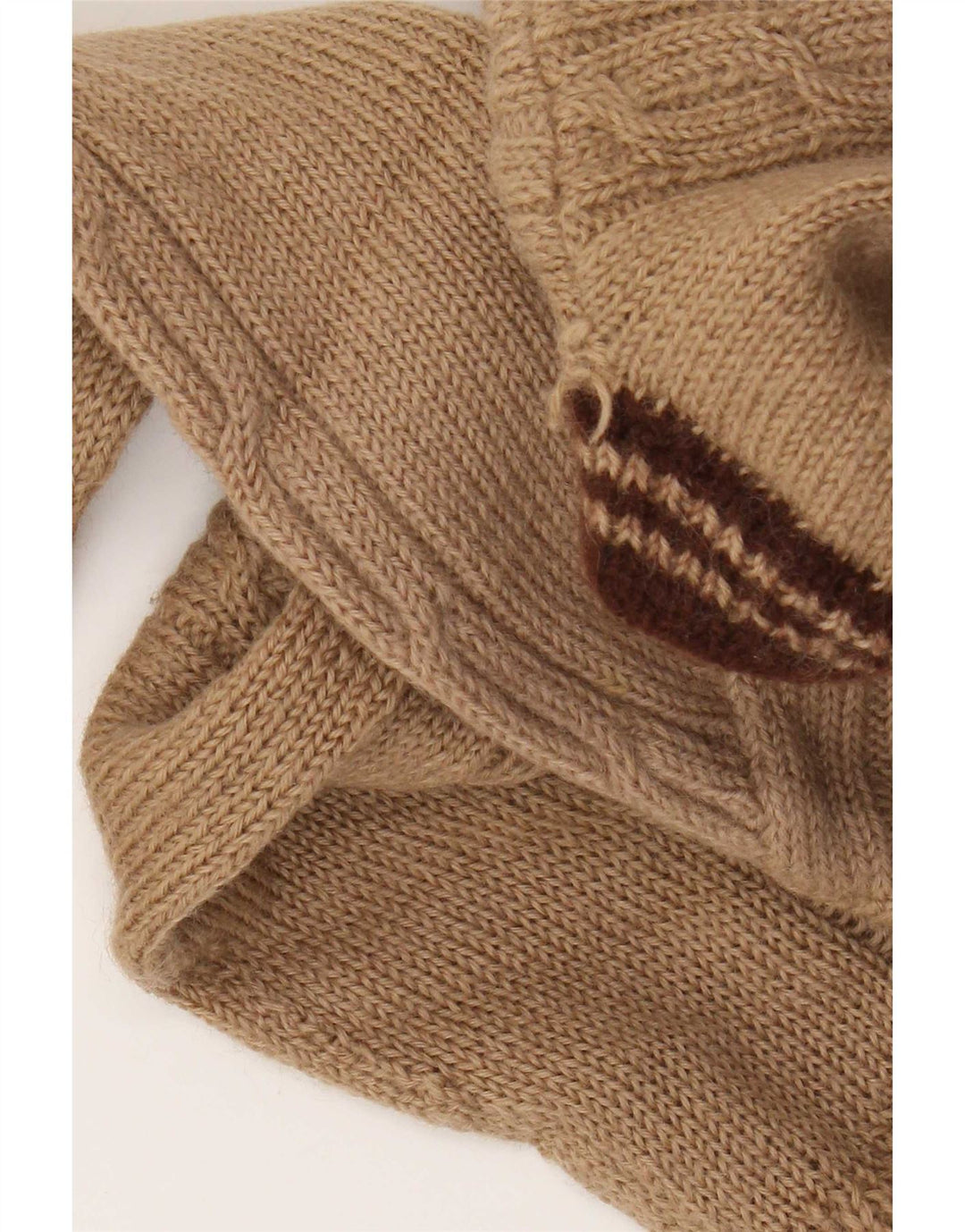 Vintage Herre V-hals sweater Lille Brun Stribet