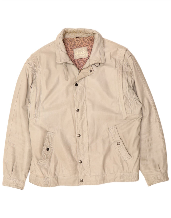 Vintage Herre Læderjakke EU 54 2XL Grå Læder