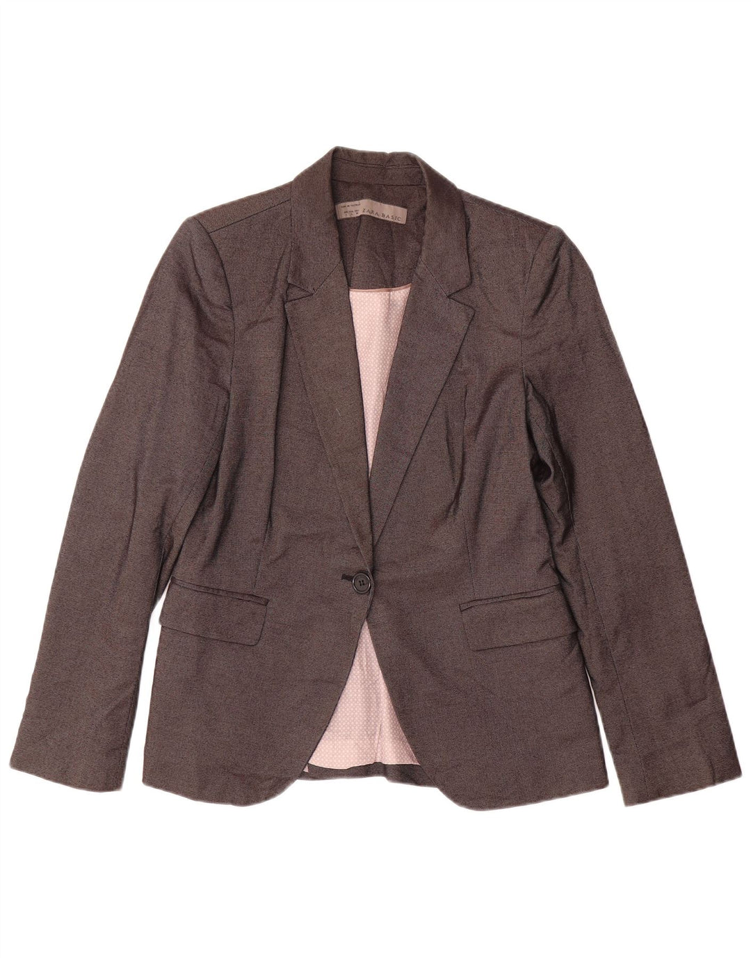 Zara Dame 1 Knap Blazer Jacket UK 14 Stor Grå Polyester