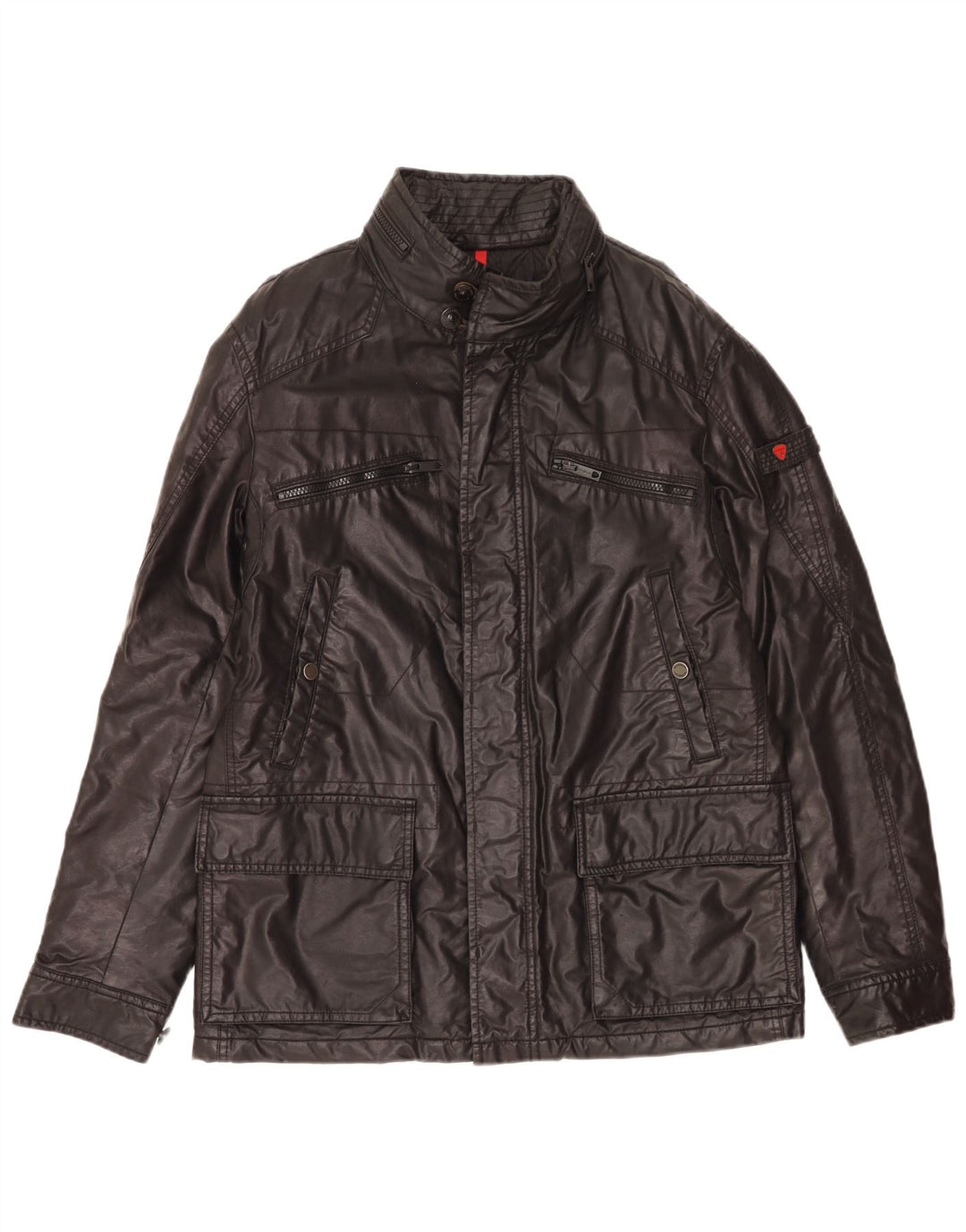Strellson Herre vokset bomuld Utility Jacket IT 50 Stor sort bomuld
