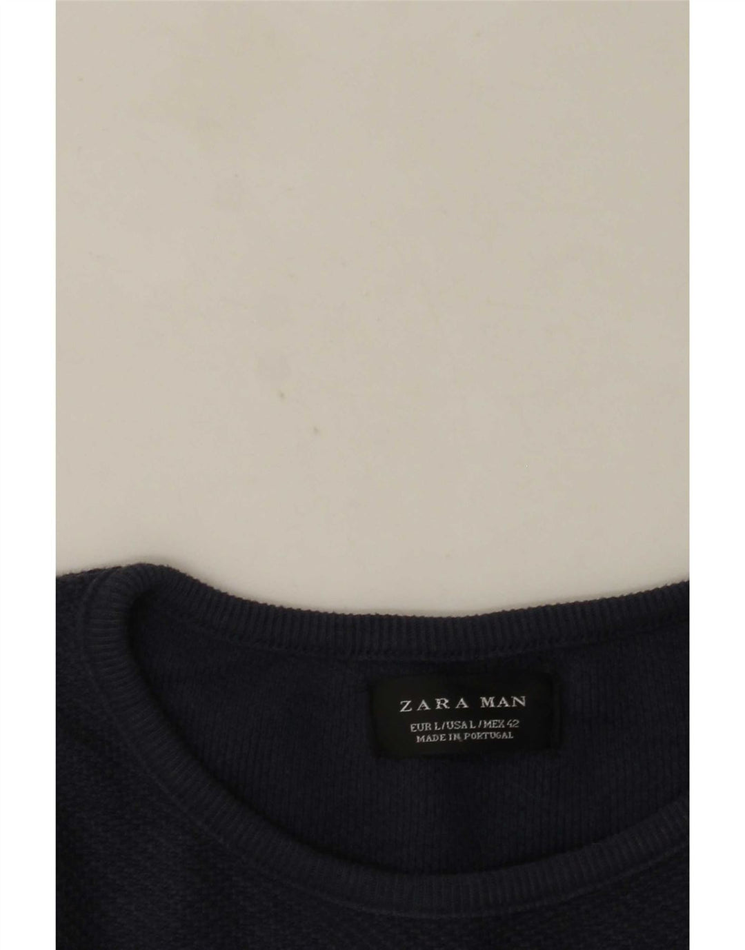 Zara Herre Crew Neck Jumper Sweater Large Navy Blue