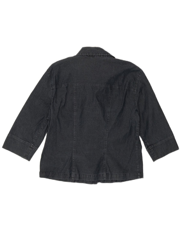 Benetton Dame 3/4-ærmet denimskjorte UK 14 Stor marineblå bomuld