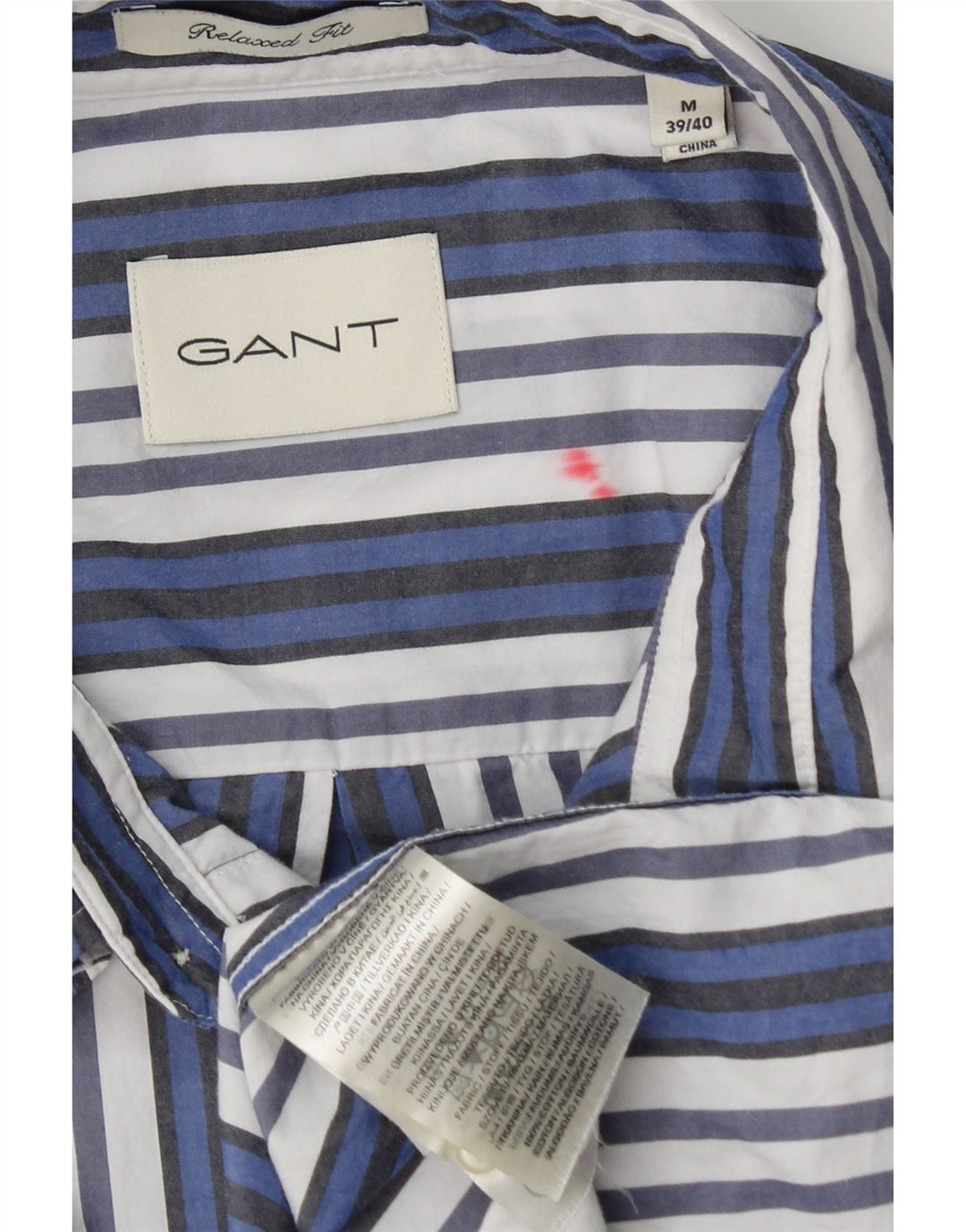 Gant Herre Relaxed Fit Skjorte Størrelse 39/40 Mellem blå stribet bomuld