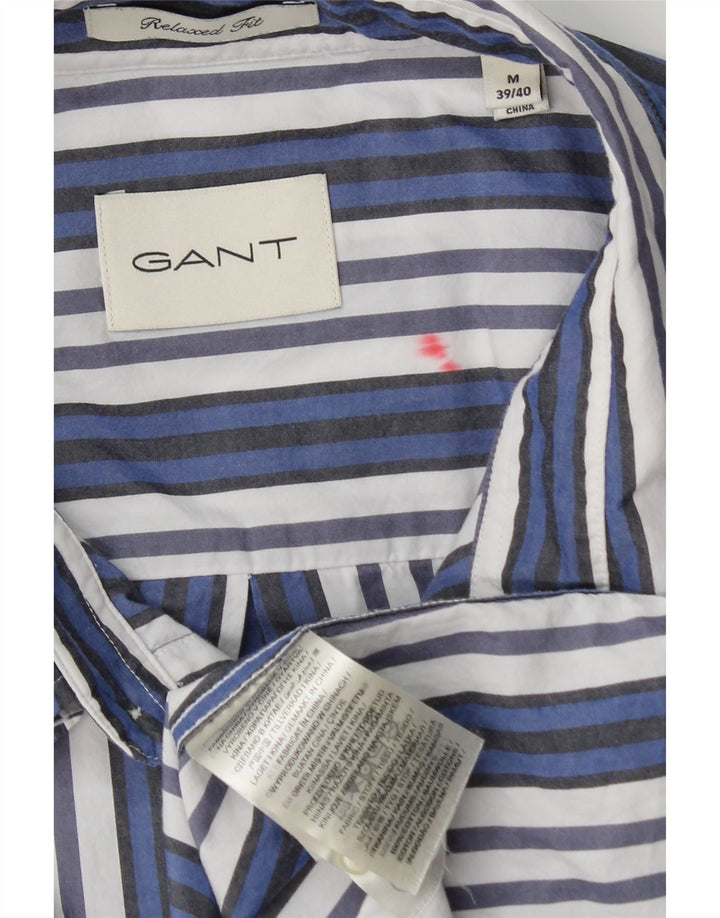 Gant Herre Relaxed Fit Skjorte Størrelse 39/40 Mellem blå stribet bomuld