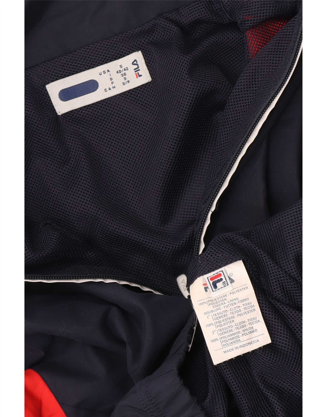 Fila træningsdragt topjakke til kvinder UK 10 Small Navy Blue Colourblock