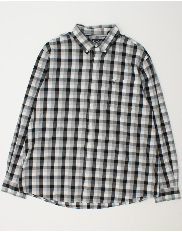 CHAPS Mens Shirt 2XL Black Check Cotton Vintage Chaps and Second-Hand Chaps from Messina Hembry 