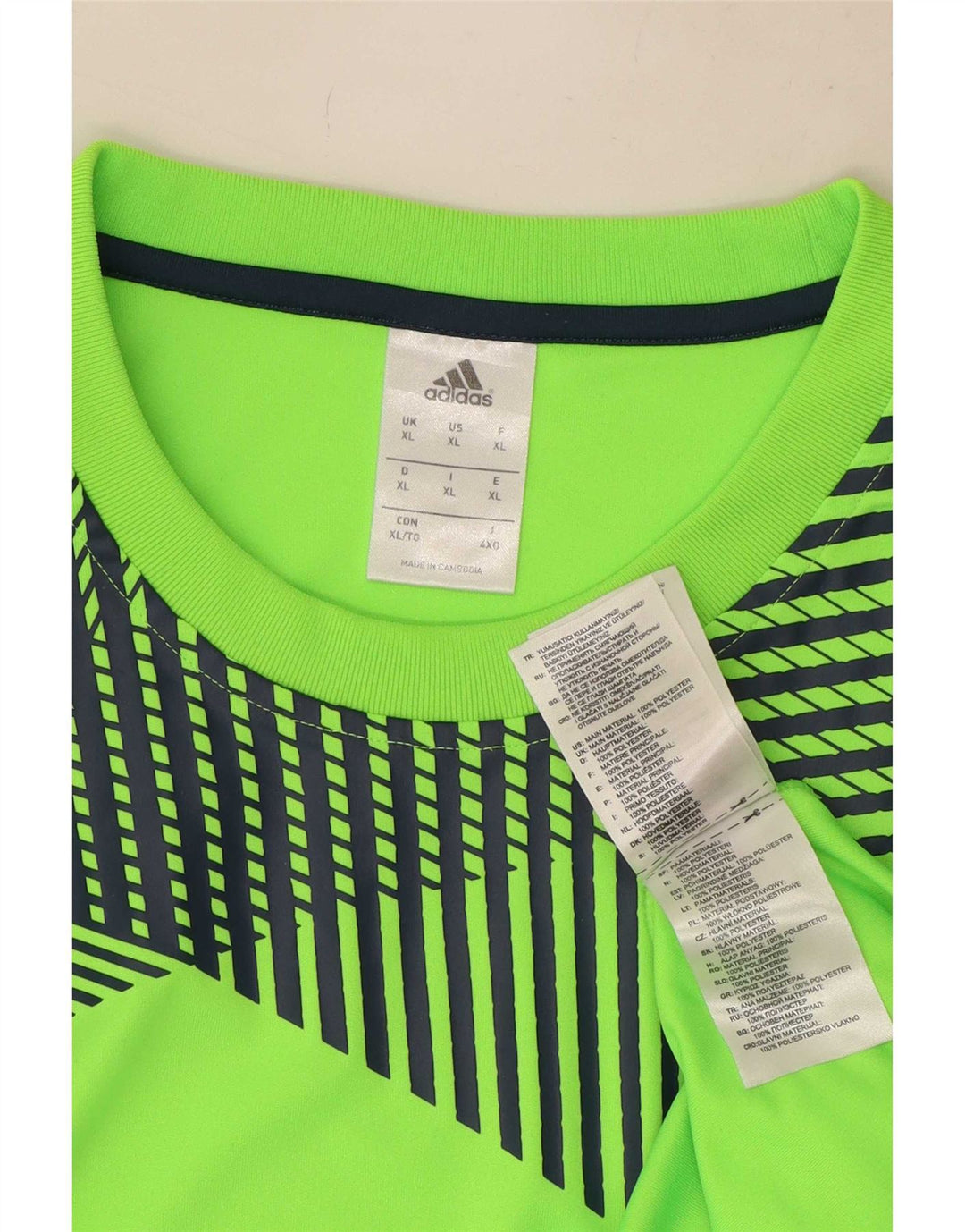 Adidas Herre T-Shirt Top XL Grøn Geometrisk Polyester