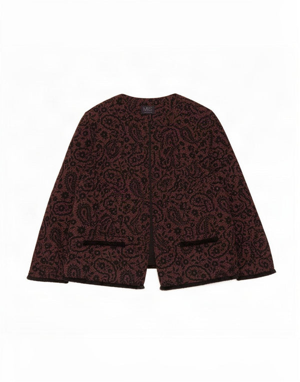 Marks & Spencer Dame 3/4-ærmet blazerjakke UK 10 Small Red Paisley