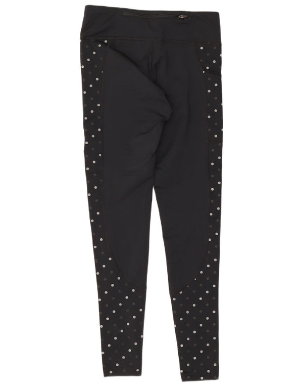 Nike Dame Dri Fit Leggings UK 4 XS Sort Polka Dot Polyester