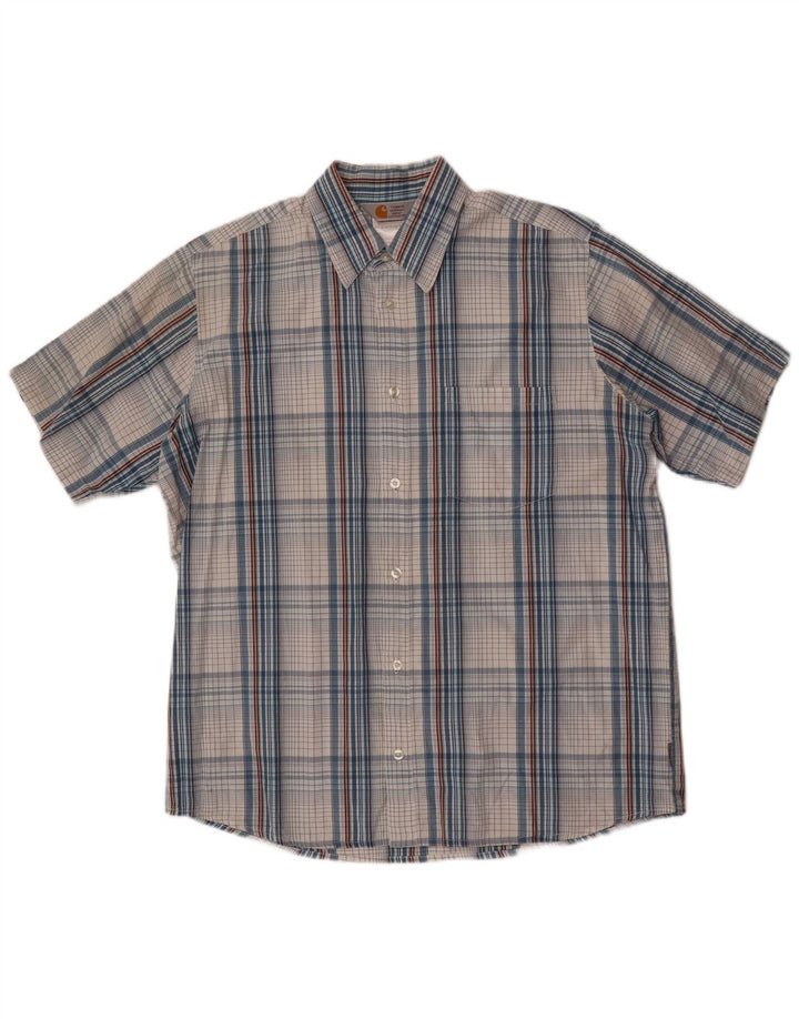 Carhartt Kortærmet Herreskjorte Stor blå ternet bomuld