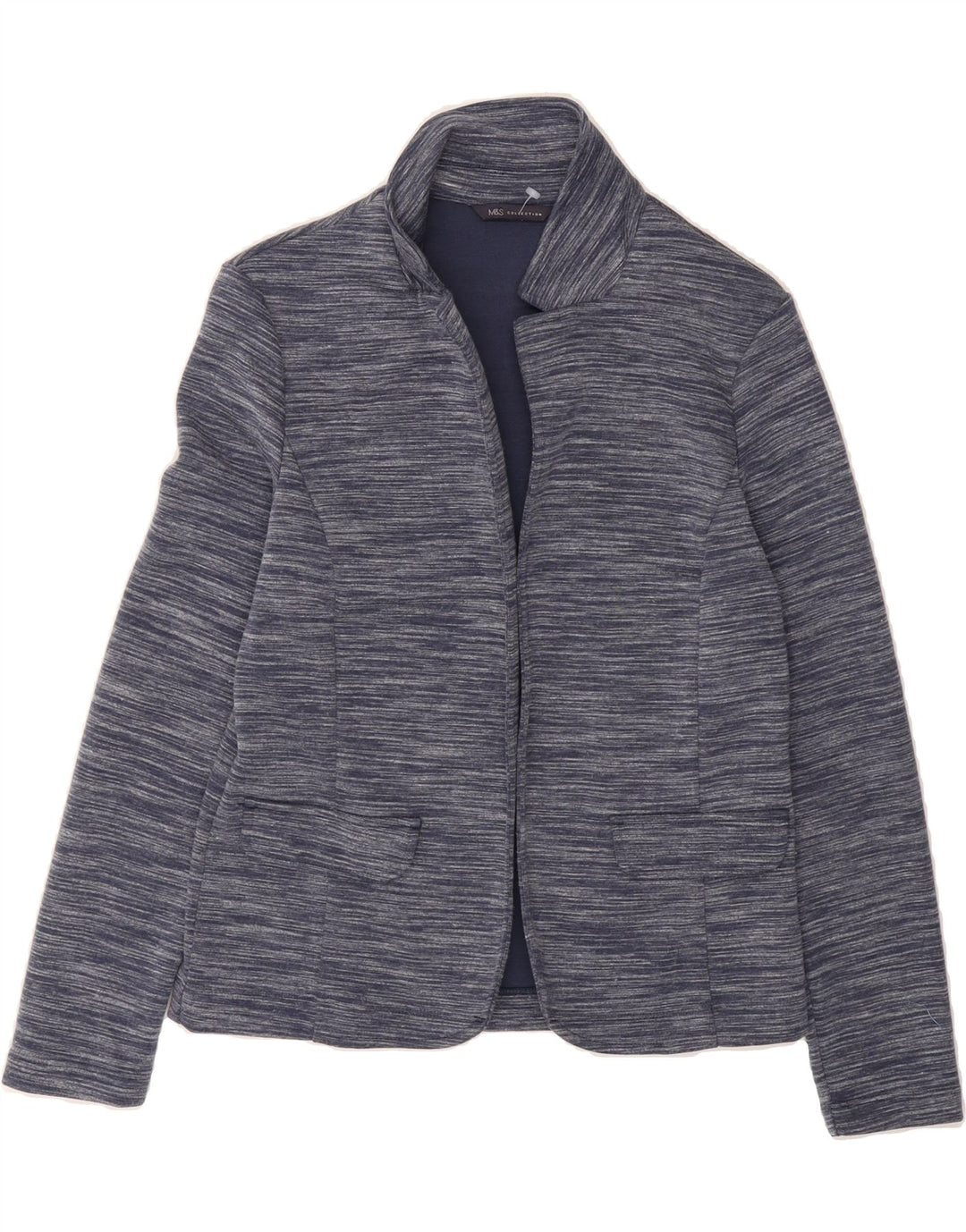 MARKS & SPENCER Womens Open Blazer Jacket UK 10 Small Navy Blue Flecked Vintage Marks & Spencer and Second-Hand Marks & Spencer from Messina Hembry 