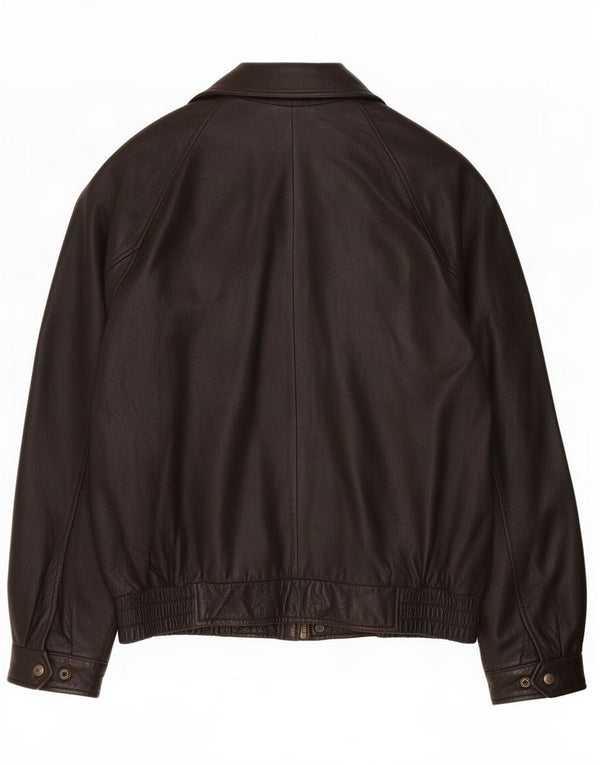 London Fog Mens Leather Jacket UK 40 Large Brown
