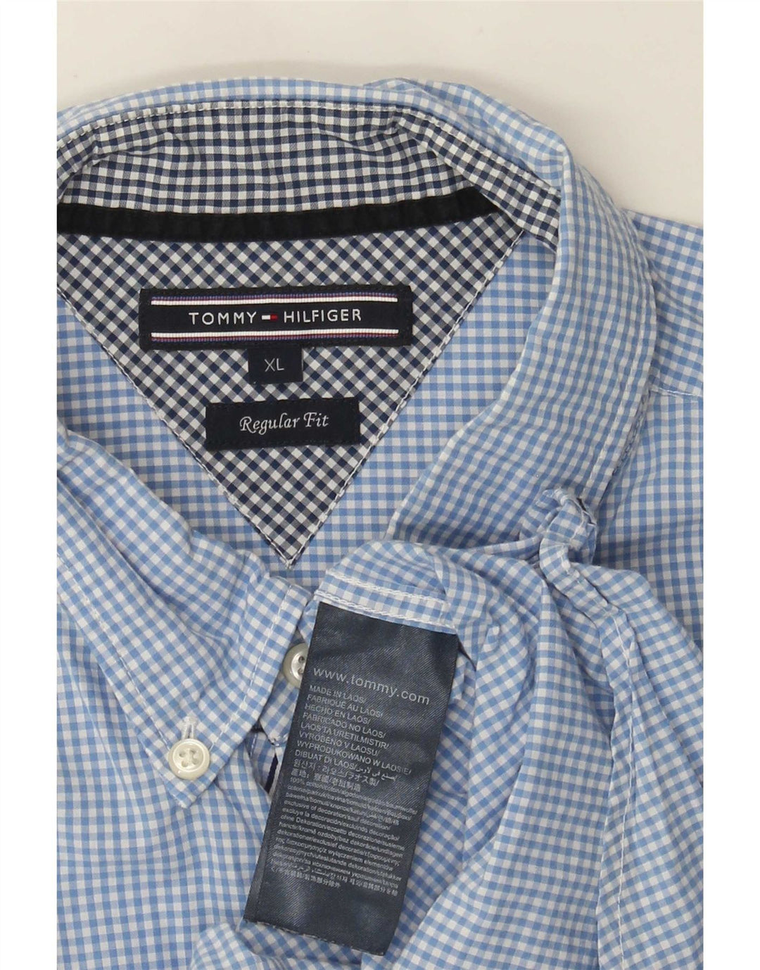 Tommy Hilfiger Herre Regular Fit skjorte XL Blue Gingham Cotton