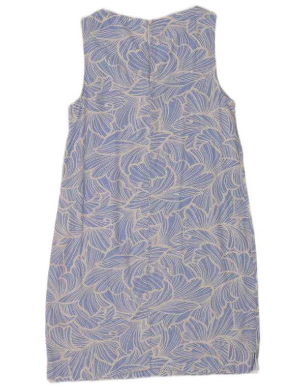 Marks & Spencer Womens Sleeveless Shift Dress UK 10 Small Blue Floral Linen