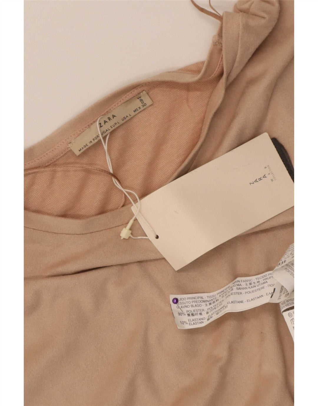 Zara Damevest Top UK 16 Stor Beige Polyester