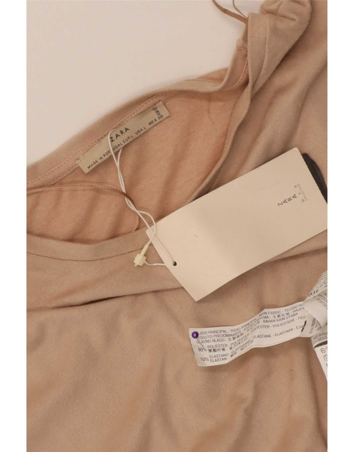 Zara Damevest Top UK 16 Stor Beige Polyester