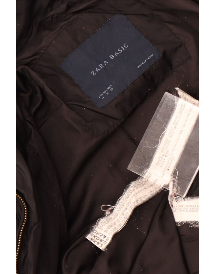 Zara Dame Polstret Jakke UK 14 Medium Sort Polyester