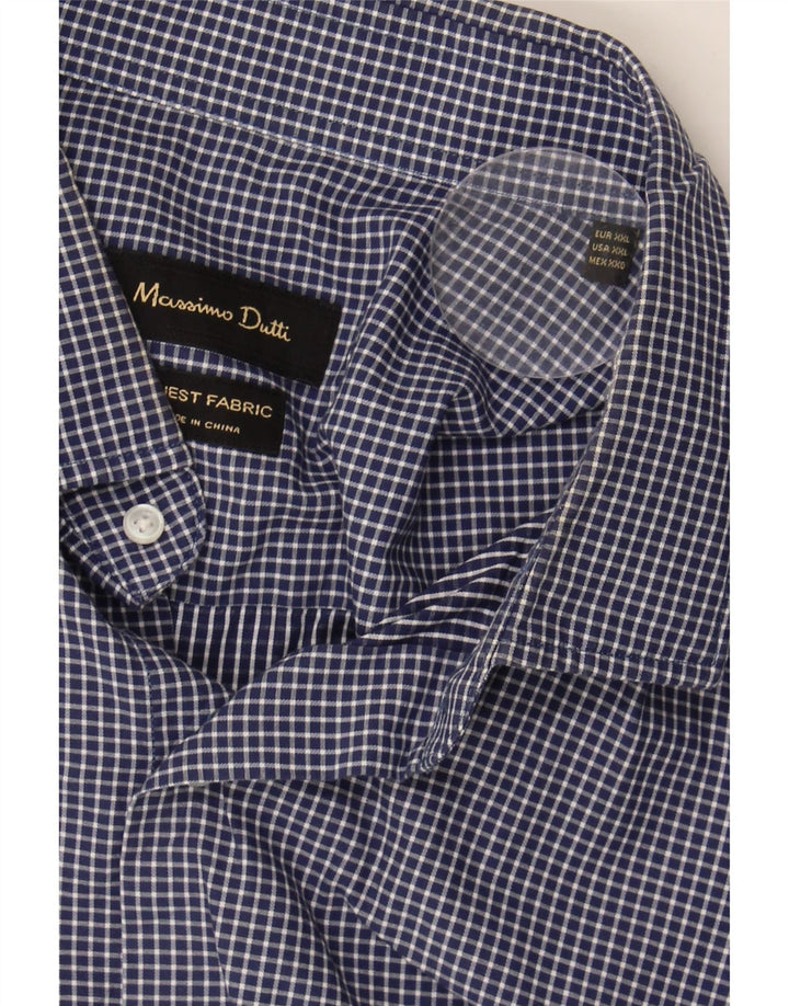 MASSIMO DUTTI Mens Shirt 2XL Navy Blue Check