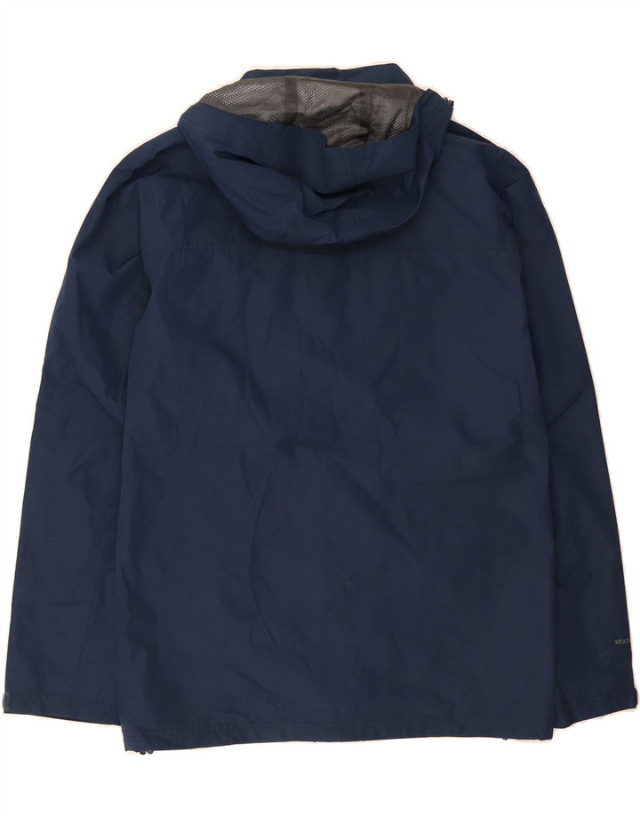 EDDIE BAUER Mens Hooded Rain Jacket UK 36 Small Navy Blue Polyester Vintage Eddie Bauer and Second-Hand Eddie Bauer from Messina Hembry 