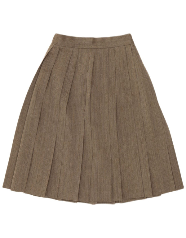 VINTAGE Kvinder Højtalje Plisseret A-line nederdel W24 XS Grå